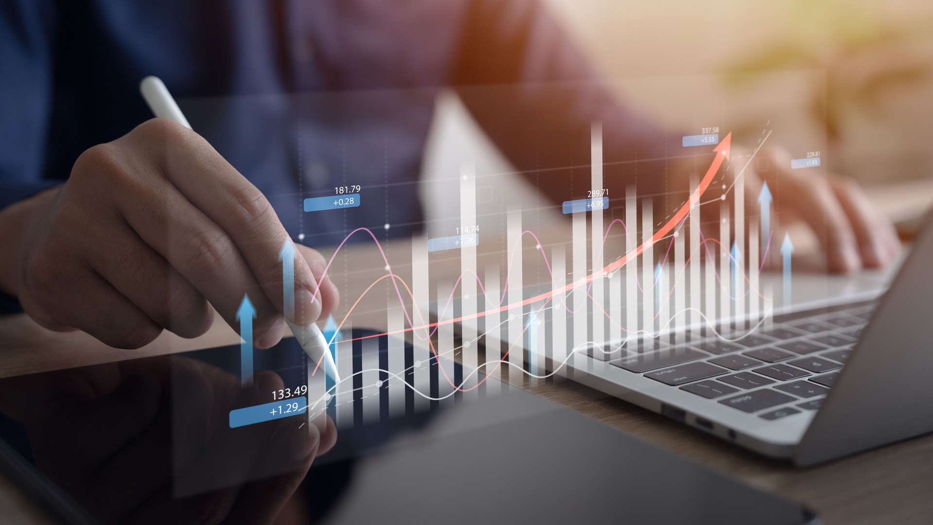 Data analysis reports and key performance indicators on data dashboards for business strategies, stock trading charts, investment dashboards.